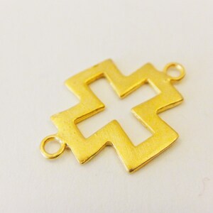 Vermeil, 18k gold over 925 sterling silver sideways cross charm, matte gold  cross connector, vermeil sideways cross, cross, cross connector