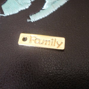 Vermeil, 18k gold over 925 sterling silver 'family' bar pendant, charm, vermeil bar, gold bar, family charm, pendant, shiny gold family