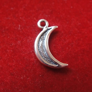 925 sterling silver lightely oxidized half moon, Sterling Silver Tiny Crescent Charm , half moon, sterling silver small half moon, half moon