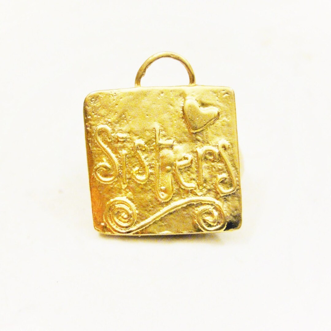 Vermeil, 18k Gold Over 925 Sterling Silver "sisters"charm, Matte Gold ...