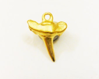 Matte Gold Small Shark Tooth Pendant - small vermeil gold shark tooth charm, 18k gold plated over 925 sterling silver shark tooth charm