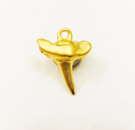 Matte Gold Small Shark Tooth Pendant - small vermeil gold shark tooth charm, 18k gold plated over 925 sterling silver shark tooth charm