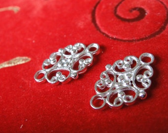 2 pc 925 Sterling Silver  Flower Spacer, Connector and Link, Chandelier Earring Part and Component, silver earring finding, silver connect