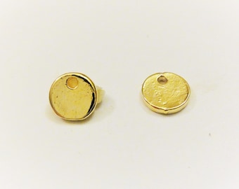 2 pc Vermeil, 18k gold over 925 sterling silver small blank disc, SHINY gold disc, vermeil tiny discs, vermeil small disc charm, gold disc