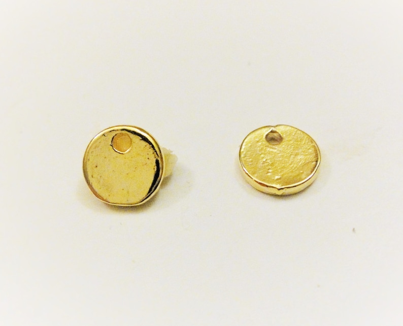 2 Pc Vermeil, 18k Gold Over 925 Sterling Silver Small Blank Disc, SHINY ...