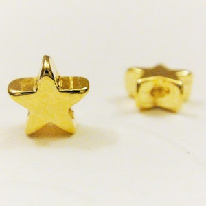 2 pc, Vermeil 18k gold over 925 sterling silver small star charms, gold star, vermeil stars, shiny gold star charms, star, vermeil stars