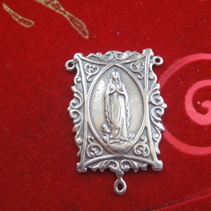 925 sterling silver Virgin Mary connector, silver rosary, silver Virgin Mary, sterling silver rosary finding, silver rosary, Virgin Mary