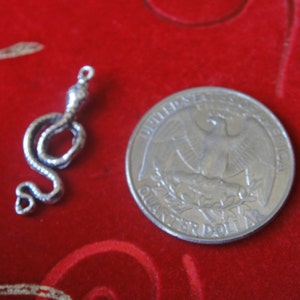 Peut inclure: Pendentif en forme de serpent argent&eacute;, enroul&eacute; en cercle, sur un fond de velours rouge. Un quart de dollar am&eacute;ricain est pr&eacute;sent&eacute; pour comparaison de taille.