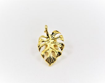 Vermeil, 18k gold plated over 925 sterling silver leaf charm, leaf, leaf charm, vermeil leaf, shiny gold leaf charm, nature charms, leaf