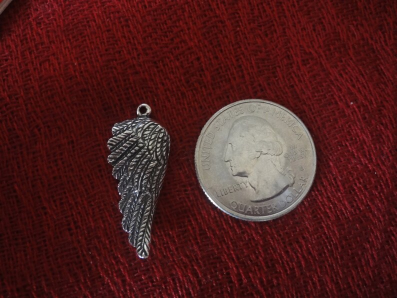 925 sterling silver oxidized angel wing charm 1 pc., sterling silver angel wing charm, silver angel wing, angel wing, sterling silver angel image 4