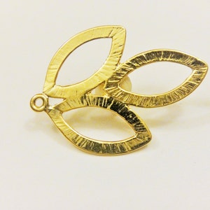 Vermeil, 18k Gold über 925 Sterling Silber gebürstet 3 Blatt Anhänger, glänzender Goldblatt Anhänger, vergoldetes Blatt, Blattgold , großer Blattanhänger, Blätter