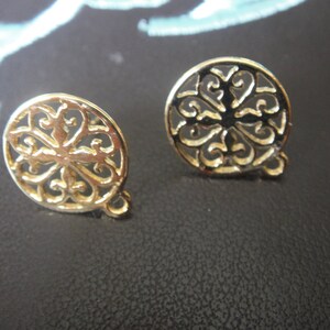 2 pc. Vermeil, 18k gold over 925 sterling silver filigree post earrings, SHINY vermeil post earrings, gold filigree post earrings, posts