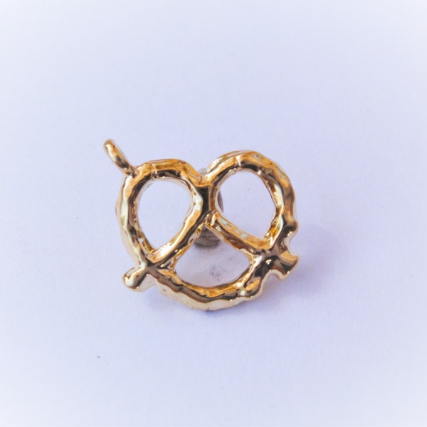 Vermeil, 18k gold over 925 sterling silver Pretzel Charm, shiny gold  pretzel, heart shaped pretzel, pretzel, food charm, vermeil pretzel