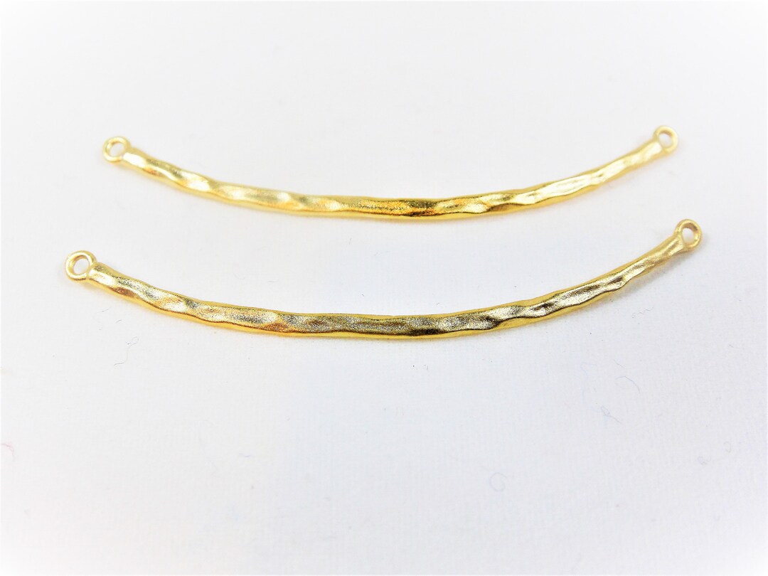 2 Pc. Vermeil, 18K Gold Over 925 Sterling Silver Skinny Curved Hammered ...