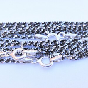 925 Silver Twisted Serpentin Chain 2 Tone (Gunmetal / Silver) 1,8 mm 30 tum, 30 tums finish tvåfärgad twisted chain gunmetal silver bild 2