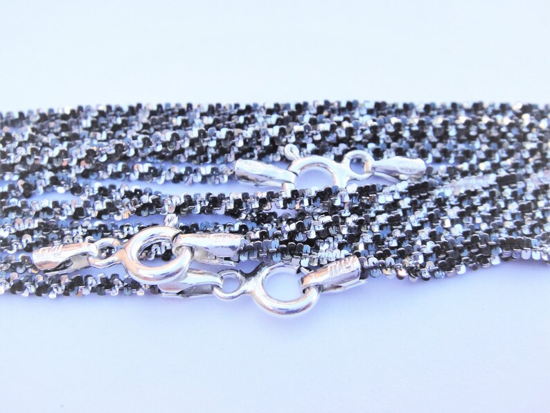 925 Silver Twisted Serpentin Chain 2 Tone (Gunmetal / Silver) 1,8 mm 30 tum, 30 tums finish tvåfärgad twisted chain gunmetal silver bild 2