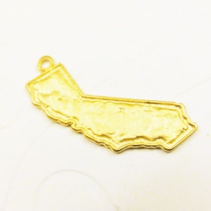 Vermeil 18k gold over 925 sterling silver, California, matte gold Sunny California State Pendant, vermeil California charm, California charm