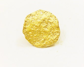 Vermeil, 18k gold plated over 925 sterling silver disc, vermeil disc, matte gold disc, vermeil hammered disc charm, gold disc charm, disc