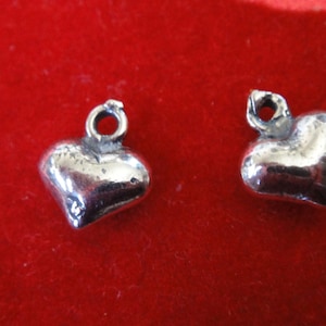 2 pc. 925 sterling silver oxidized puffy heart  charm 1 pc., small heart charm, silver heart charm, heart, tiny silver puff heart charms,