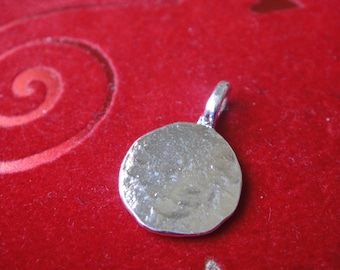 925 sterling silver hammered Blank Disc 1 pc., charm, pendant, blank disc, stamping disc, blank stamping disc, sterling silver blank disc