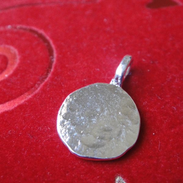 925 sterling silver hammered Blank Disc 1 pc., charm, pendant, blank disc, stamping disc, blank stamping disc, sterling silver blank disc