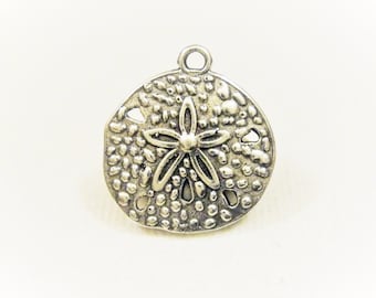 915 Sterling silver oxidized sand dollar, silver sand dollar, sea life, beach charms, sterling silver sand dollar, beach charm, sea life
