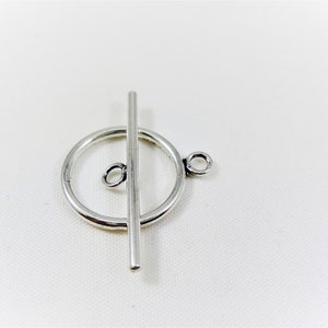 925 sterling silver toggle clasp, silver circle toggle clasp, toggle clasp and bar, clasp finding, silver round clasp, toggle and bar, clasp