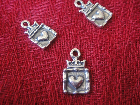 9x15mm Oxidized Crown Charm .925 Sterling Silver 
