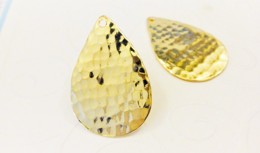 2 Pc Vermeil, 18k Gold Over 925 Sterling Silver Hammered Teardrop ...