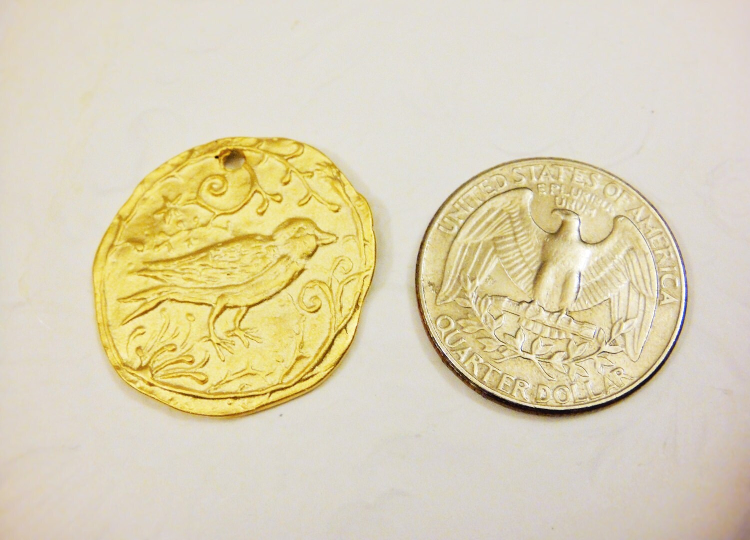 Vermeil Pendant With Bird 18k Gold Over 925 Sterling Silver - Etsy