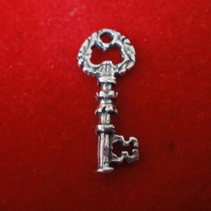 925 sterling silver oxidized skeleton key charm 1 pc.,small key charm, key , silver key, skeleton key charm, sterling silver key, silver key