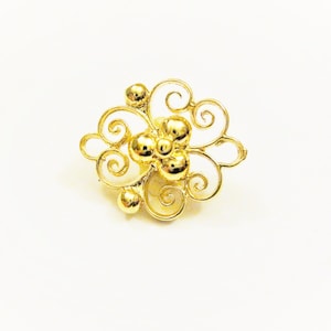 Vermeil, 18k gold over 925 Sterling Silver Flower Spacer, shiny gold Chandelier Earring Part and Component, vermeil flower, silver connector