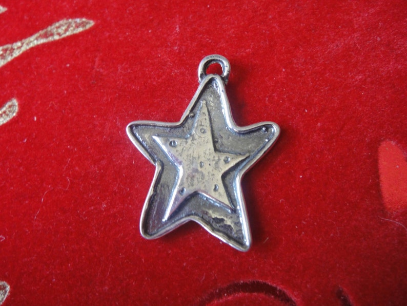 silver star charm star silver star 925 sterling silver oxidized STAR charm or pendant 1 pc.
