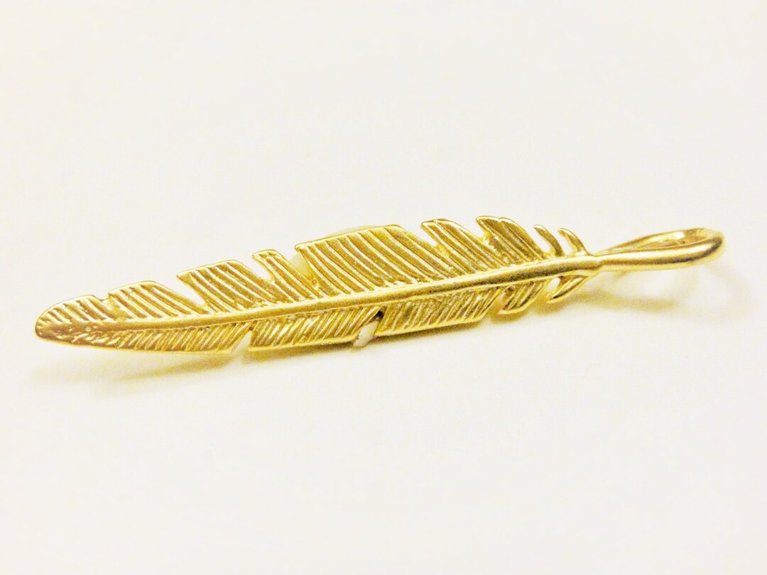 Vermeil, 18k Gold Over 925 Sterling Silver Feather Pendant, Bird ...