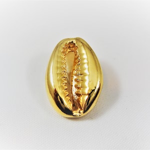 Vermeil, 18k gold over 925 sterling silver Cowry Shell Charm, shiny gold cowrie pendant, vermeil marine sea beach snail, cowrie, sea shell