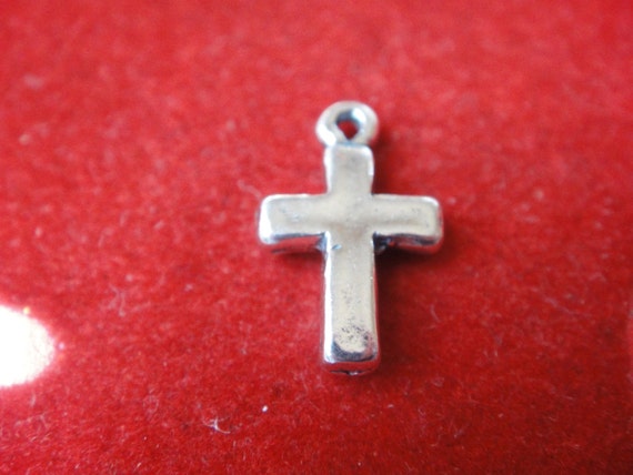 Small Cross Charm Necklace in Oxidized Sterling Silver