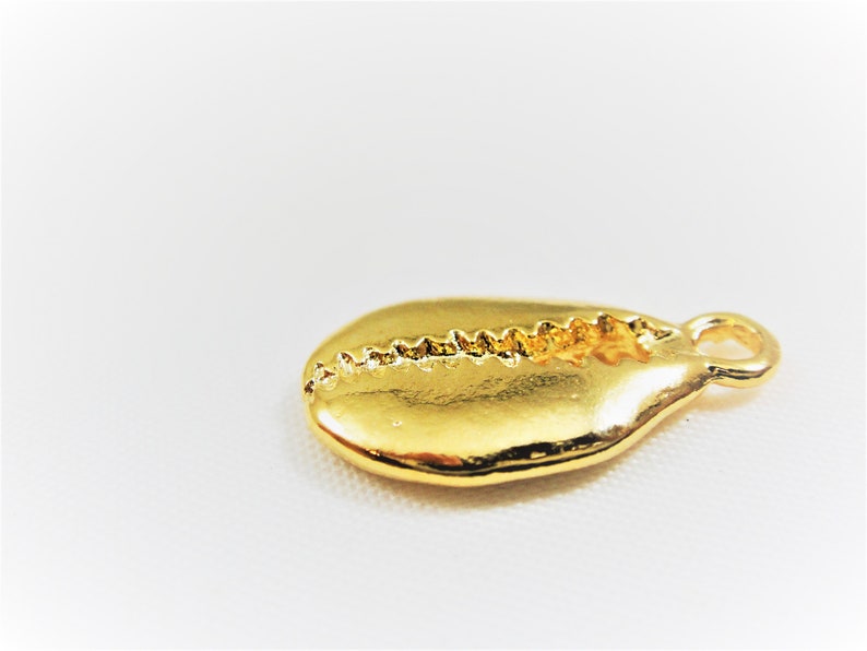 Vermeil 18k gold over 925 sterling silver cowrie shell connector sea shell cowrie shiny gold cowrie shell connector shell connector