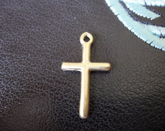 Vermeil, korsberlock i 18k guld över 925 sterlingsilver, vermeilkors, litet kors, vermeil matt kors, kors, litet vermeilkors
