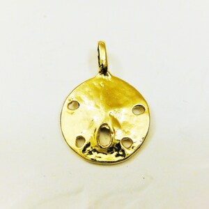 Vermeil, 18k gold over 925 sterling silver sand dollar charm, sand dollar, 1 pc., vermeil sand dollar, shiny gold sand dollar, beach charm,