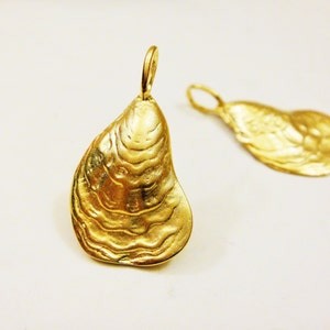 Vermeil,18k gold over 925 sterling silver sea shell charm, Oyster, vermeil sea shell, sea shell charm, sea shell, matte gold sea shell,