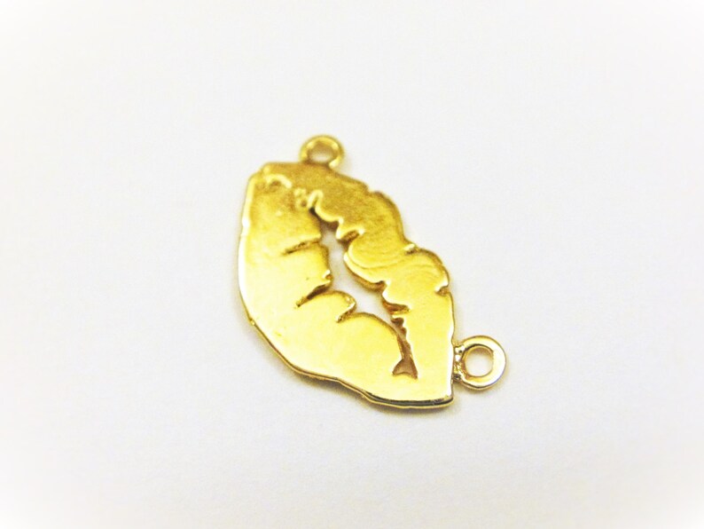 2PC shiny gold lips spacer Vermeil hugs and kisses 18k gold over 925 sterling silver XOXO Kiss Mark Lips Connector Charm