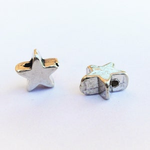 2 pc, 925 sterling silver small star charms, Silver  star, vermeil stars, silver sliding star, small silver star, silver star spacer, star