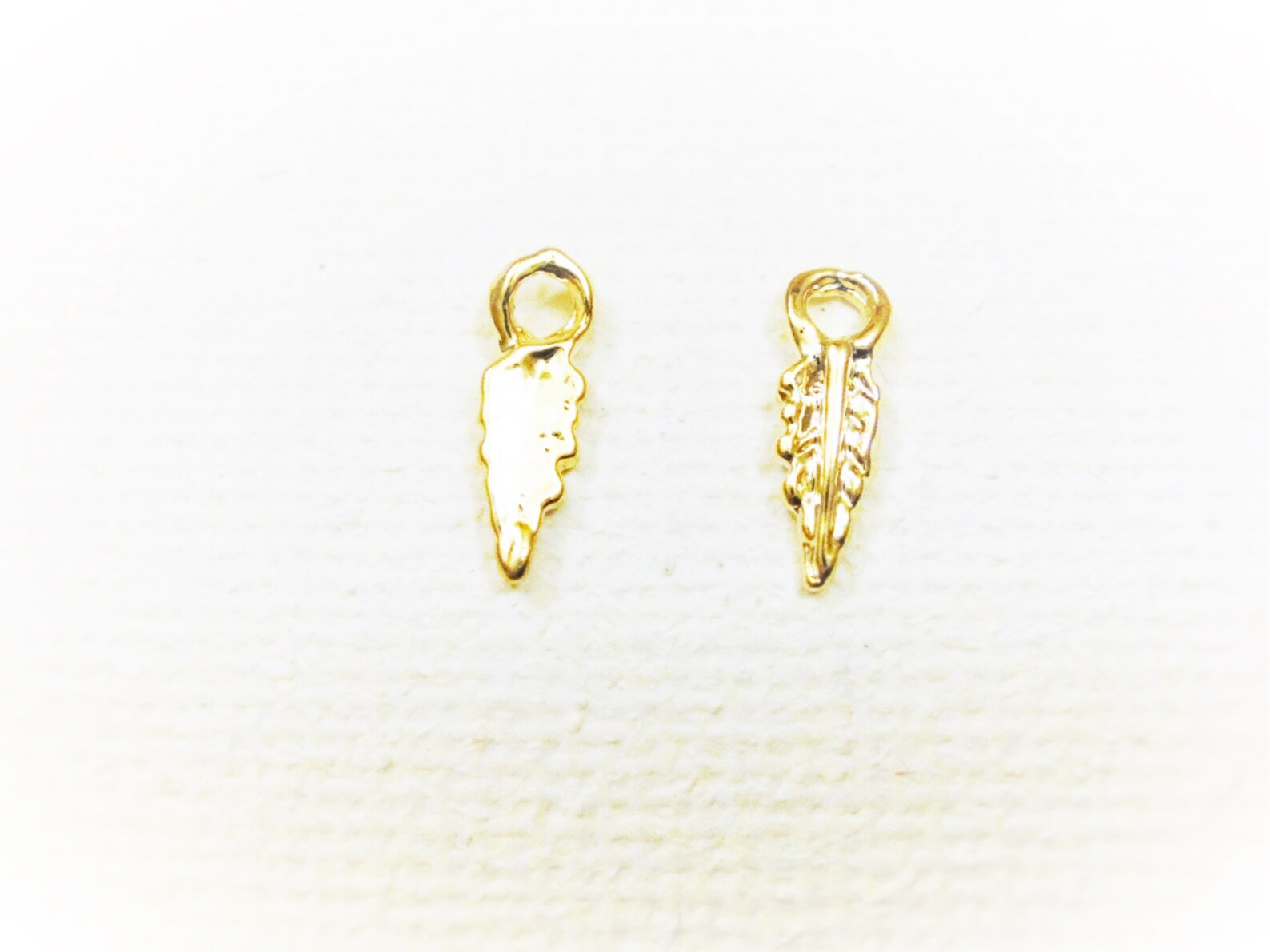 2pc Vermeil, 18k Gold Over 925 Sterling Silver Small Feather Charms ...