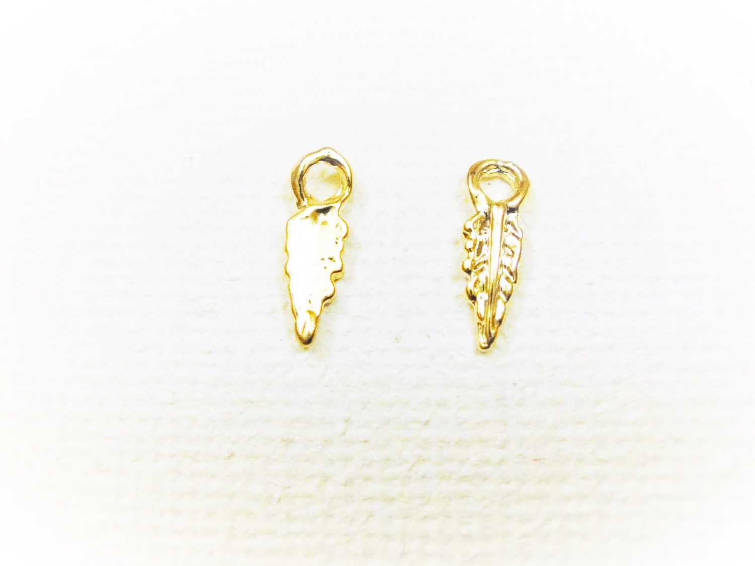 2pc Vermeil 18k Gold Over 925 Sterling Silver Small Feather - Etsy