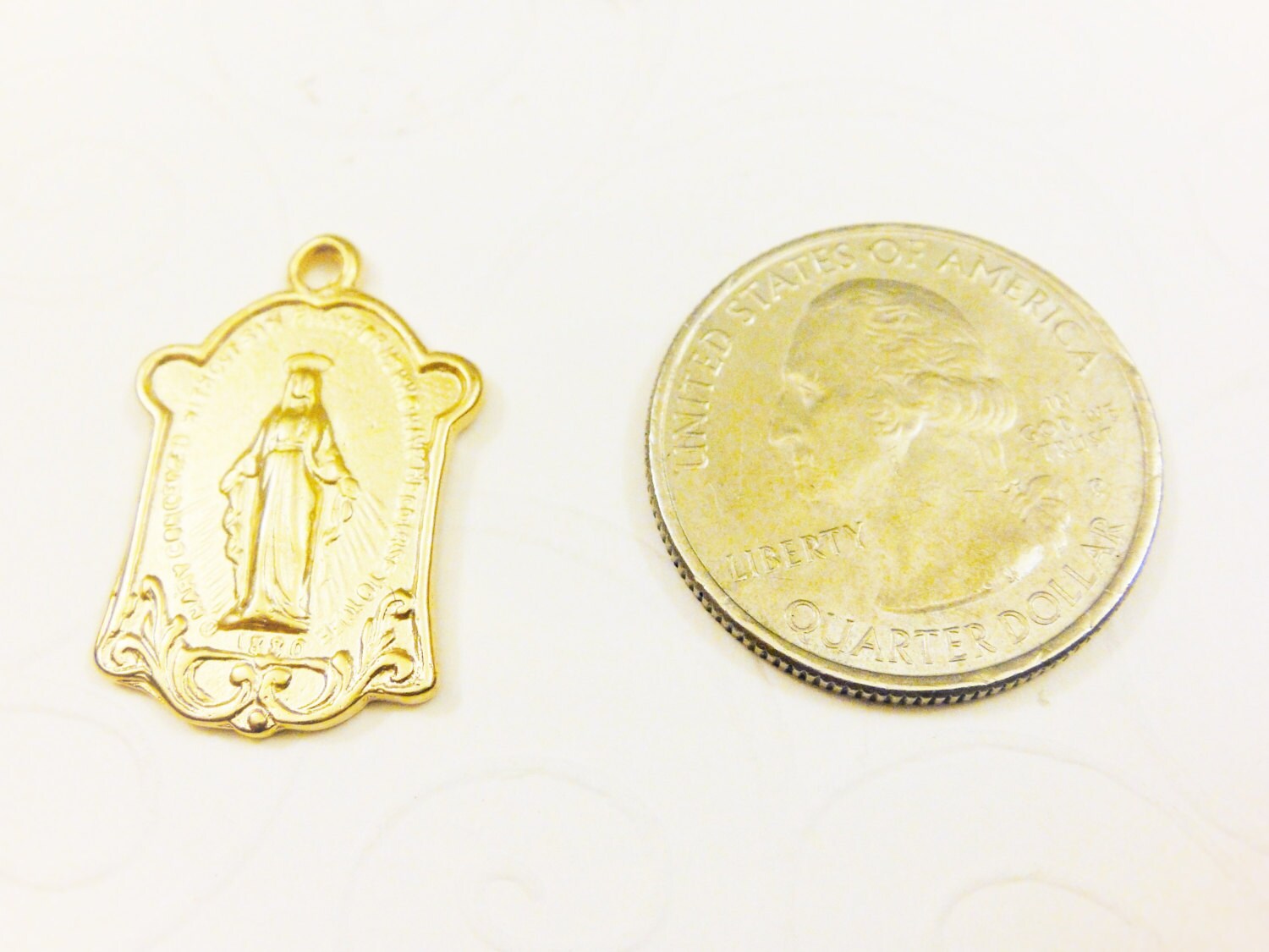 Vermeil, 18k Gold Over 925 Sterling Silver Virgin Mary Medal, Pendant ...