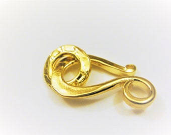 Vermeil, 18k gold over 925 sterling silver hook clasp, shiny gold hook clasp, vermeil hook clasp, clasp, silver hook clasp, clasp finding