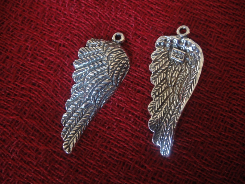925 sterling silver oxidized angel wing charm 1 pc., sterling silver angel wing charm, silver angel wing, angel wing, sterling silver angel image 3