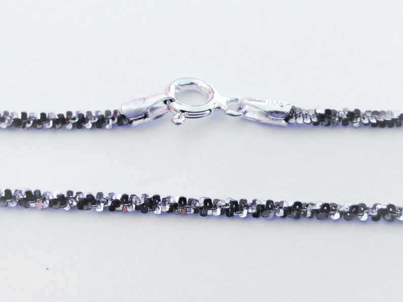 925 Silver Twisted Serpentin Chain 2 Tone (Gunmetal / Silver) 1,8 mm 30 tum, 30 tums finish tvåfärgad twisted chain gunmetal silver bild 3