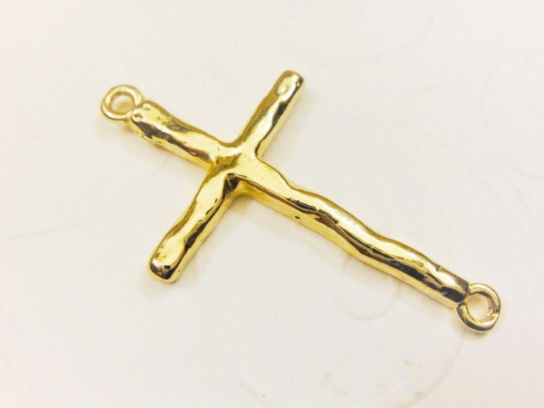 18K Vergoldetes 925Er Silber Kreuz Seitlich Kreuz Verbinder glänzend