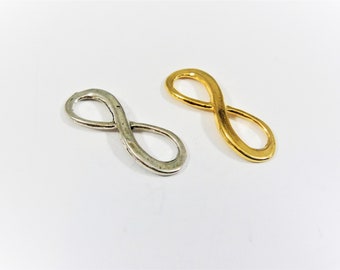 Vermeil or 925 sterling silver Infinity Sign Connector Charm, vermeil 18k gold plated over 925 silver infinite love symbol, silver infinity